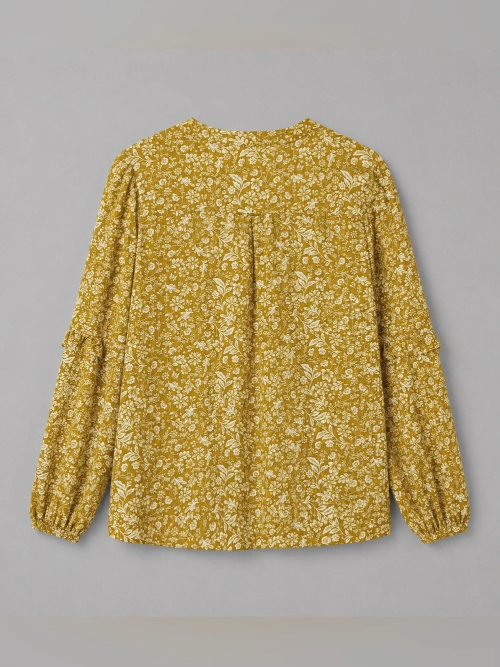 J.Crew Mustard Floral Ruffle Blouse | 100% Cotton | Size Large